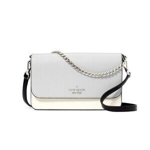 New Kate Spade Madison Small Flap Crossbody Leather Platinum Grey Multi